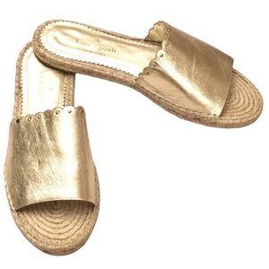 Kate Spade Giovanna Espadrille Slide Flats Gold Metallic Leather Size: 7.5